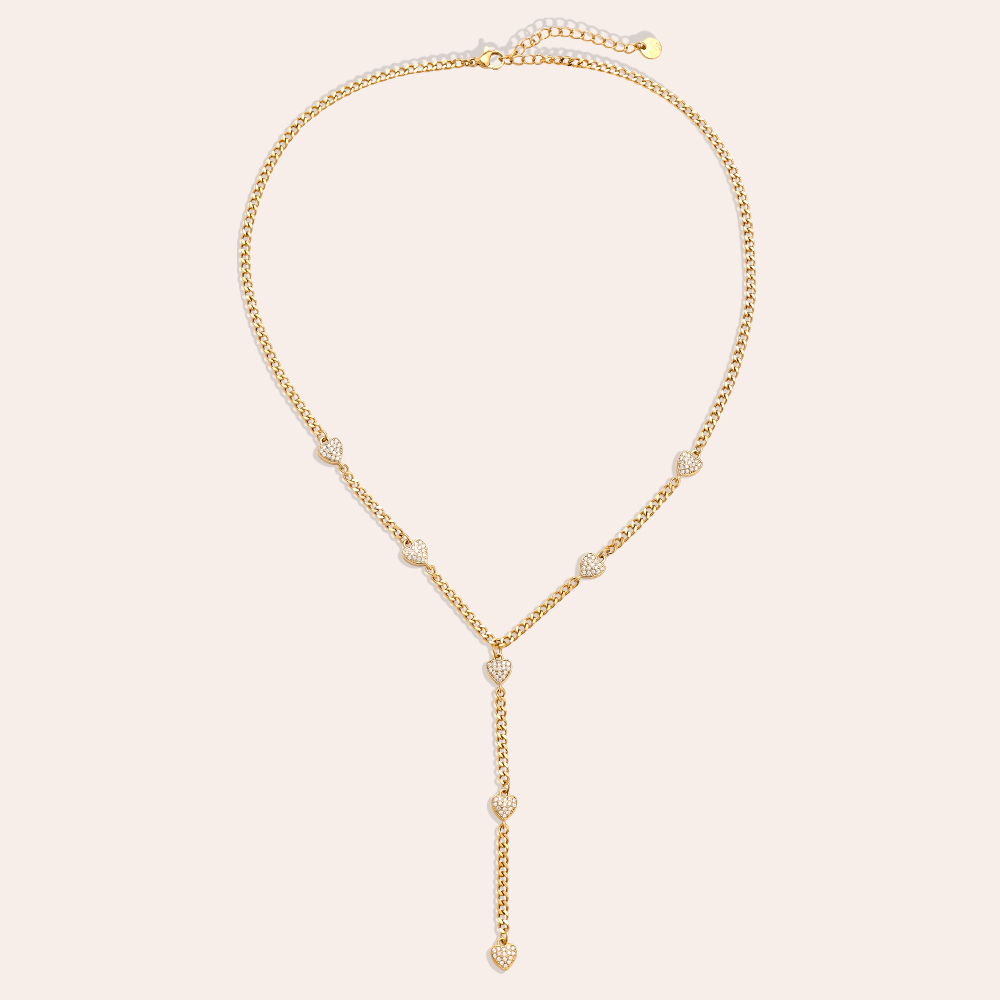 Stainless steel necklace 43cm heart links