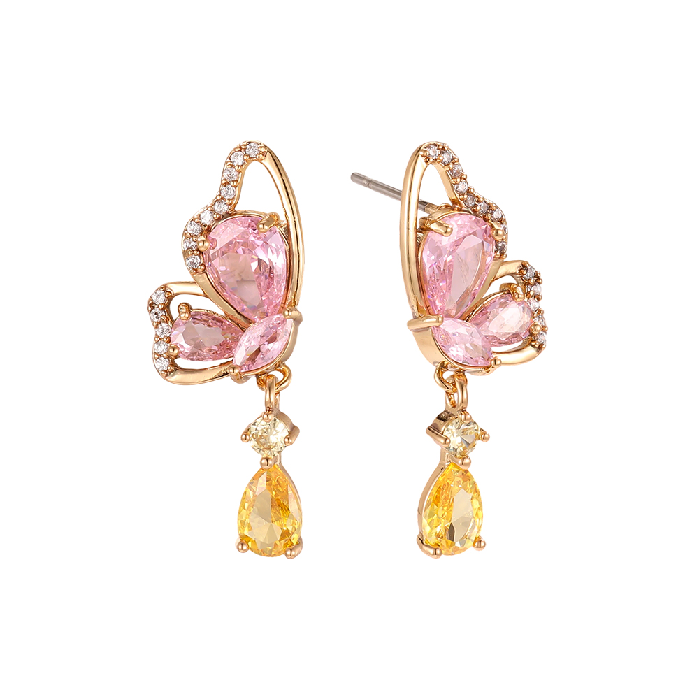 Gold-plated earrings 26mm zirconia butterfly