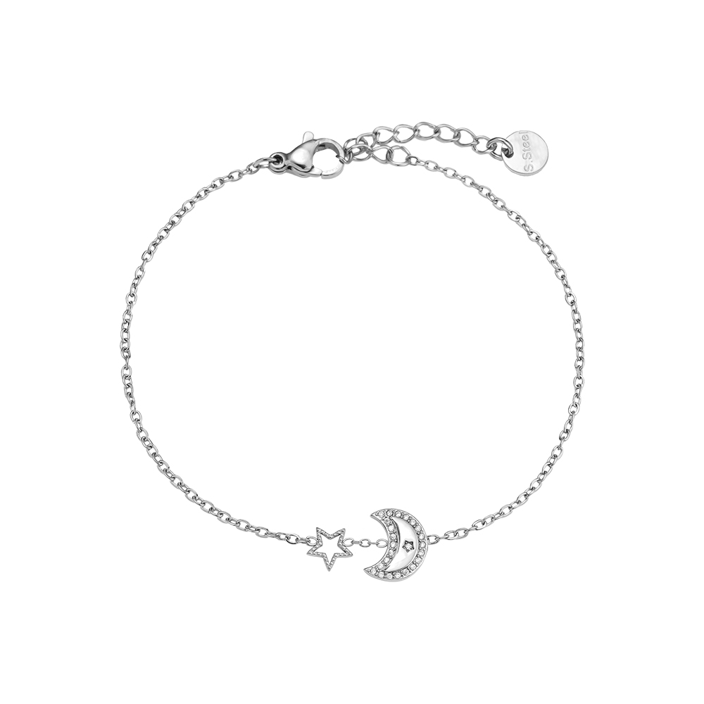 Stainless steel bracelet 17cm Diamond Moon And Star