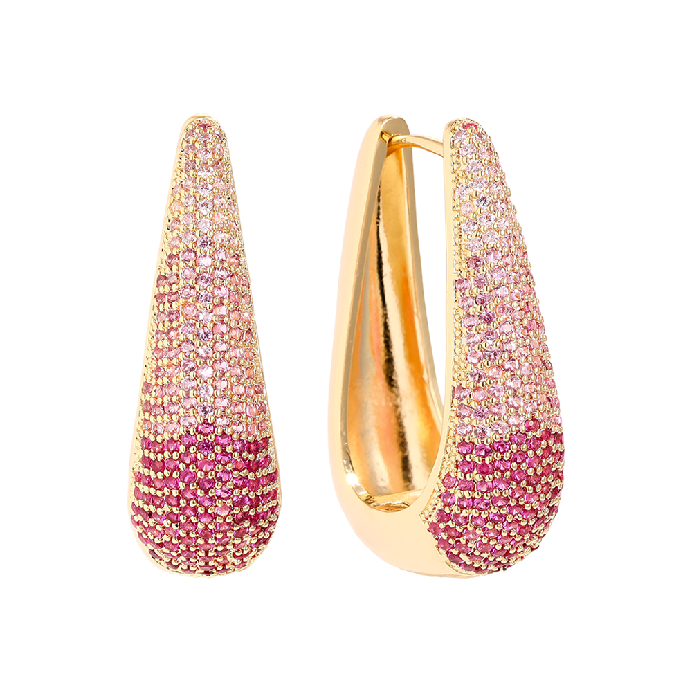 Gold-plated earrings 3.2cm Drop Diamond