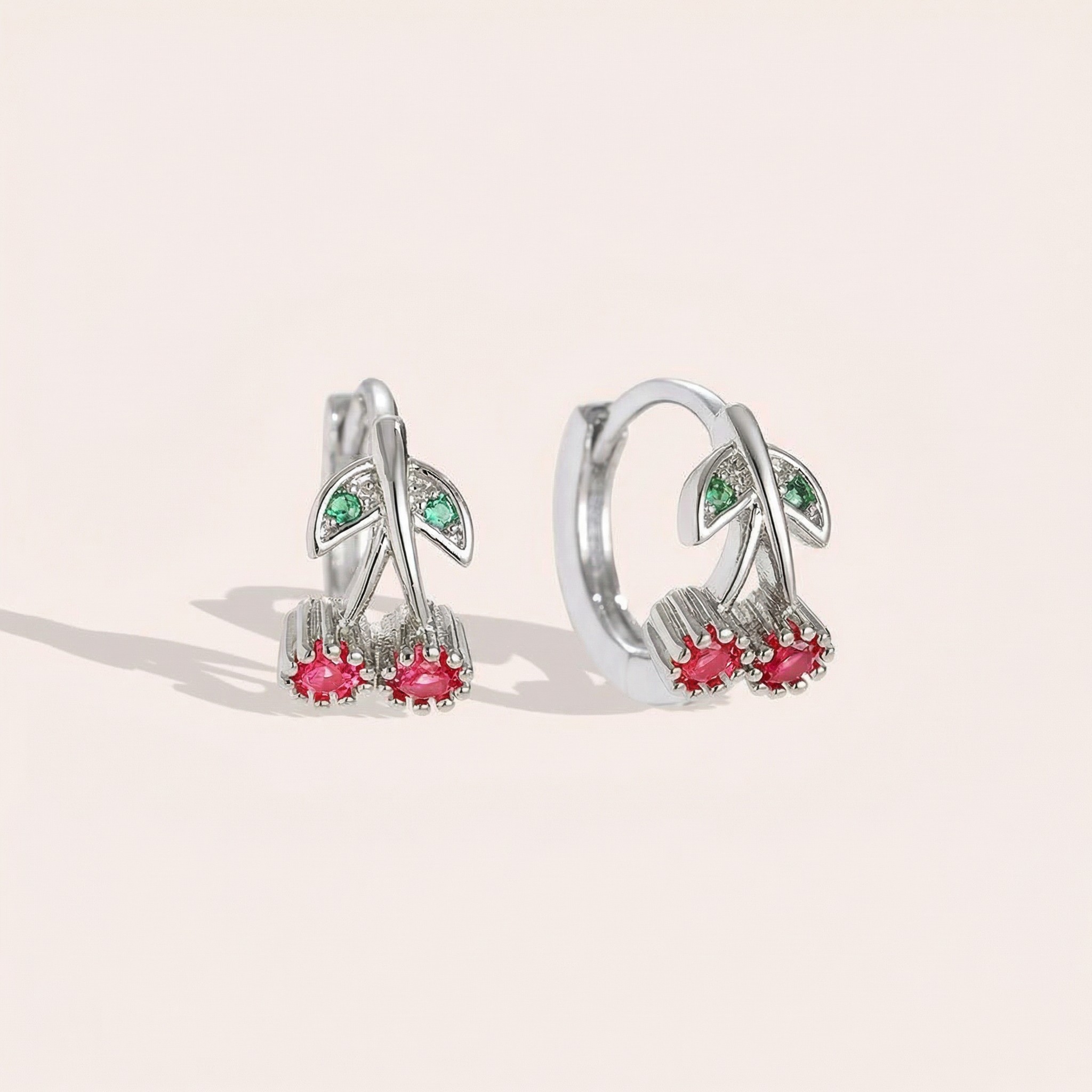 Gold-plated earrings 12mm Mini Diamond Cherry Hoop