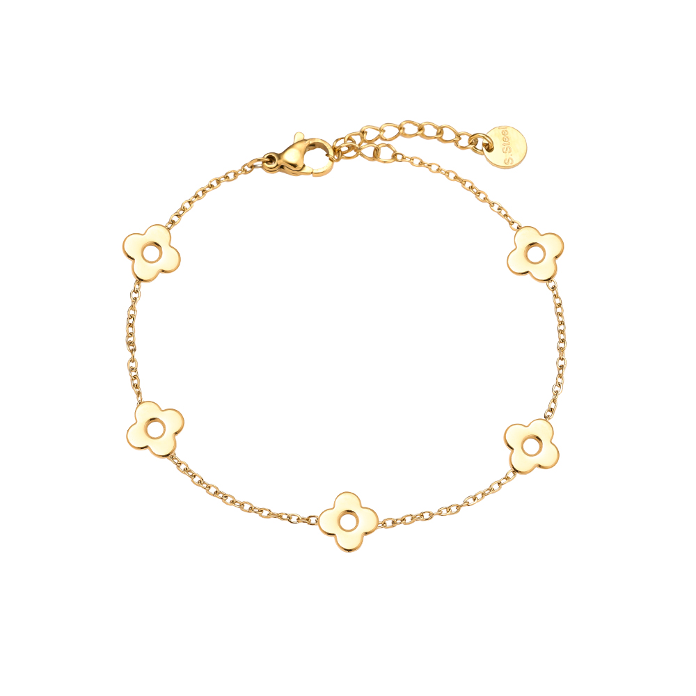 Stainless steel bracelet 17cm five flowers