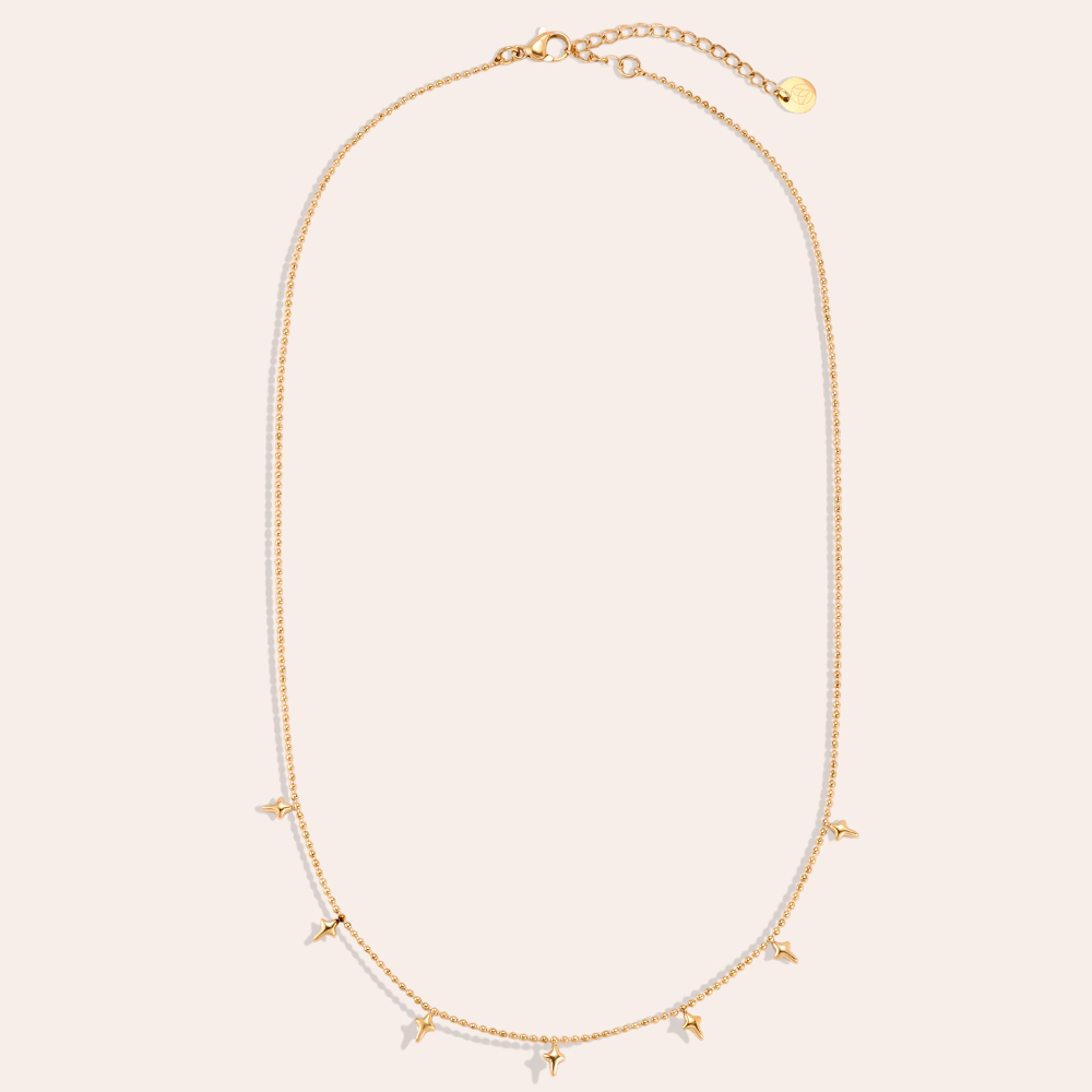 Stainless steel necklace, 42 cm, with lots of little stars