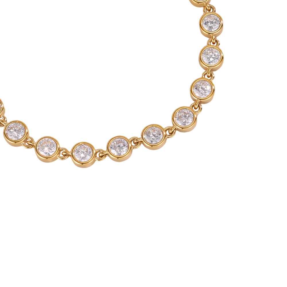 Stainless steel bracelet, 16cm, with a sparkling cubic zirconia chain