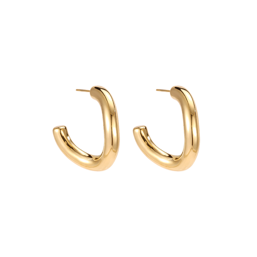 Stainless steel earrings, 23 mm, plain wave design
