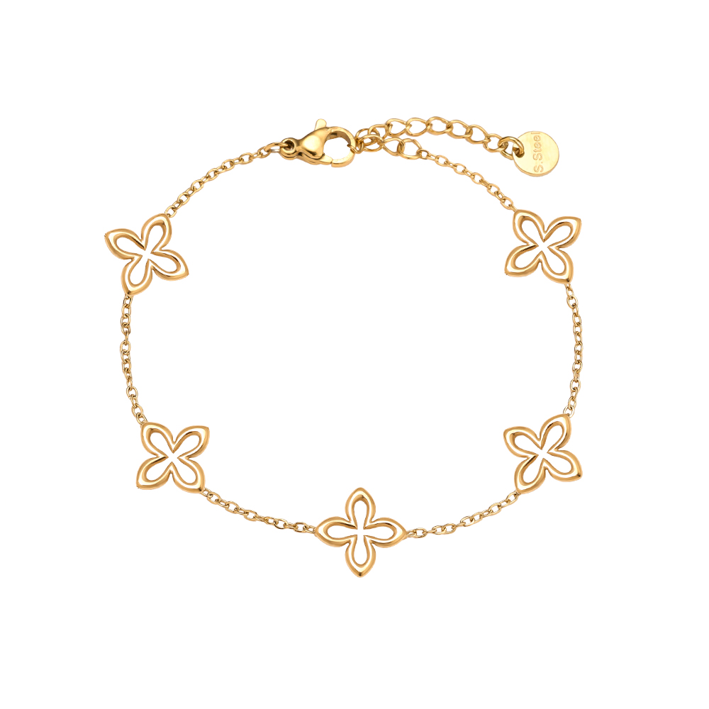 Stainless steel bracelet 17cm Classic Lucky Flower