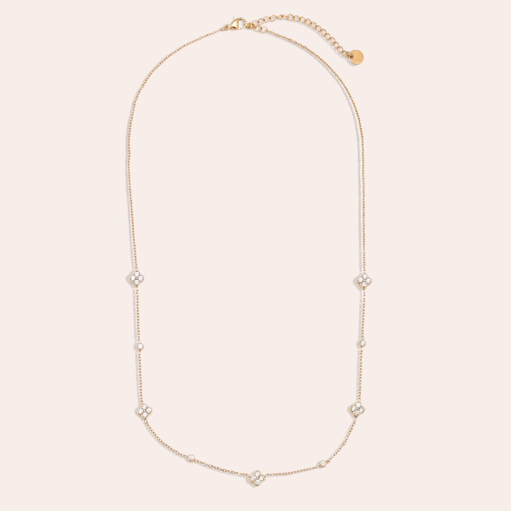 Stainless steel necklace 43cm Small Diamond Flower