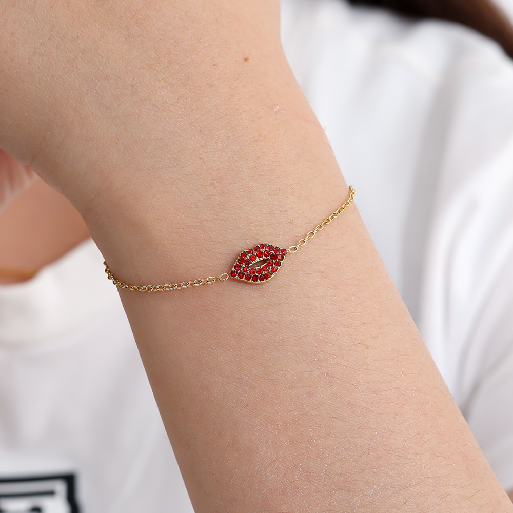 Stainless steel bracelet 17cm Diamond Red Lip