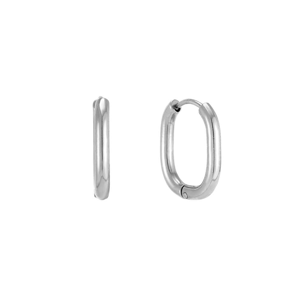 Stainless steel earrings, 18mm, simple oval hoop earrings     