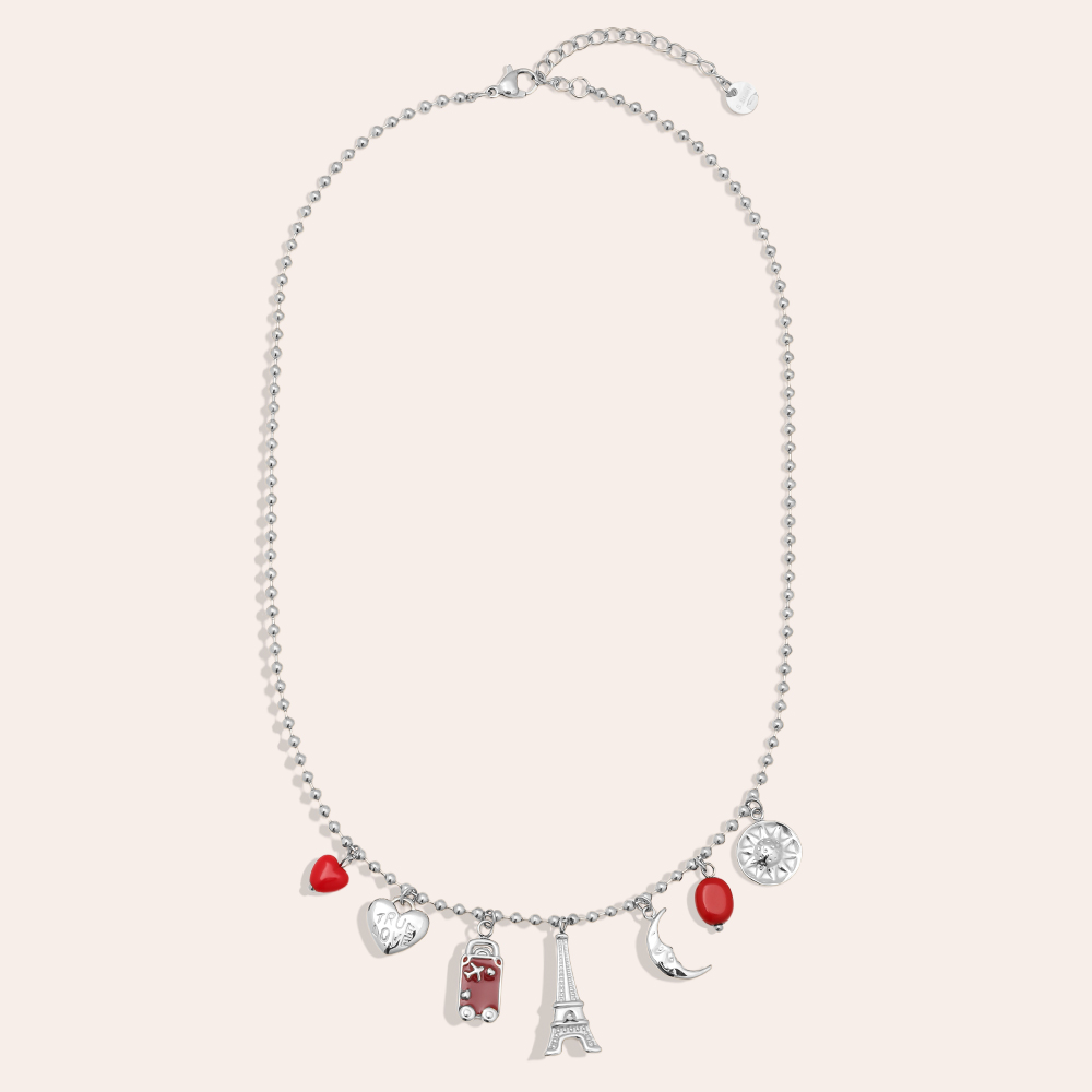 Stainless steel necklace 40cm Some Red Charms