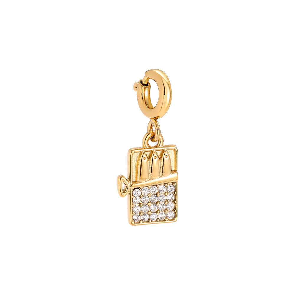 Stainless Steel Pendant 20mm Spring Clasp Diamond Box