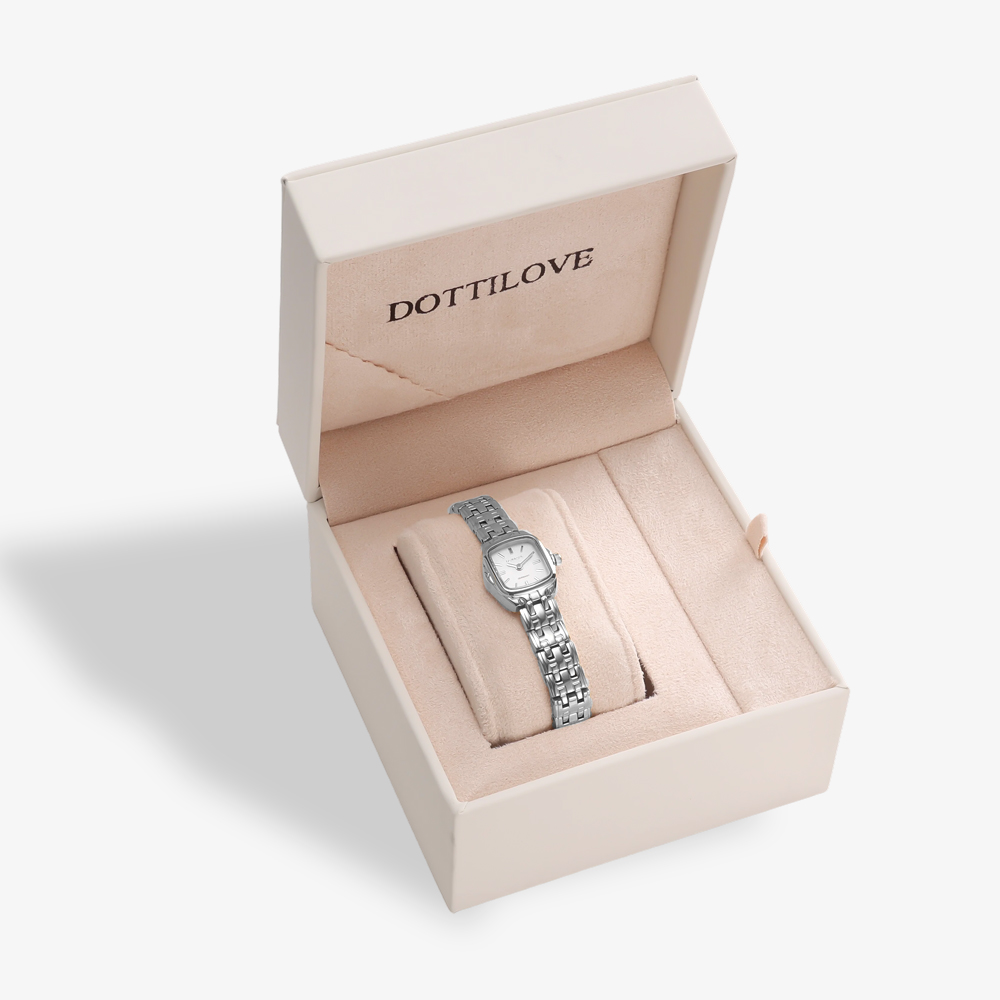 Stainless steel watch, cushion-shaped
