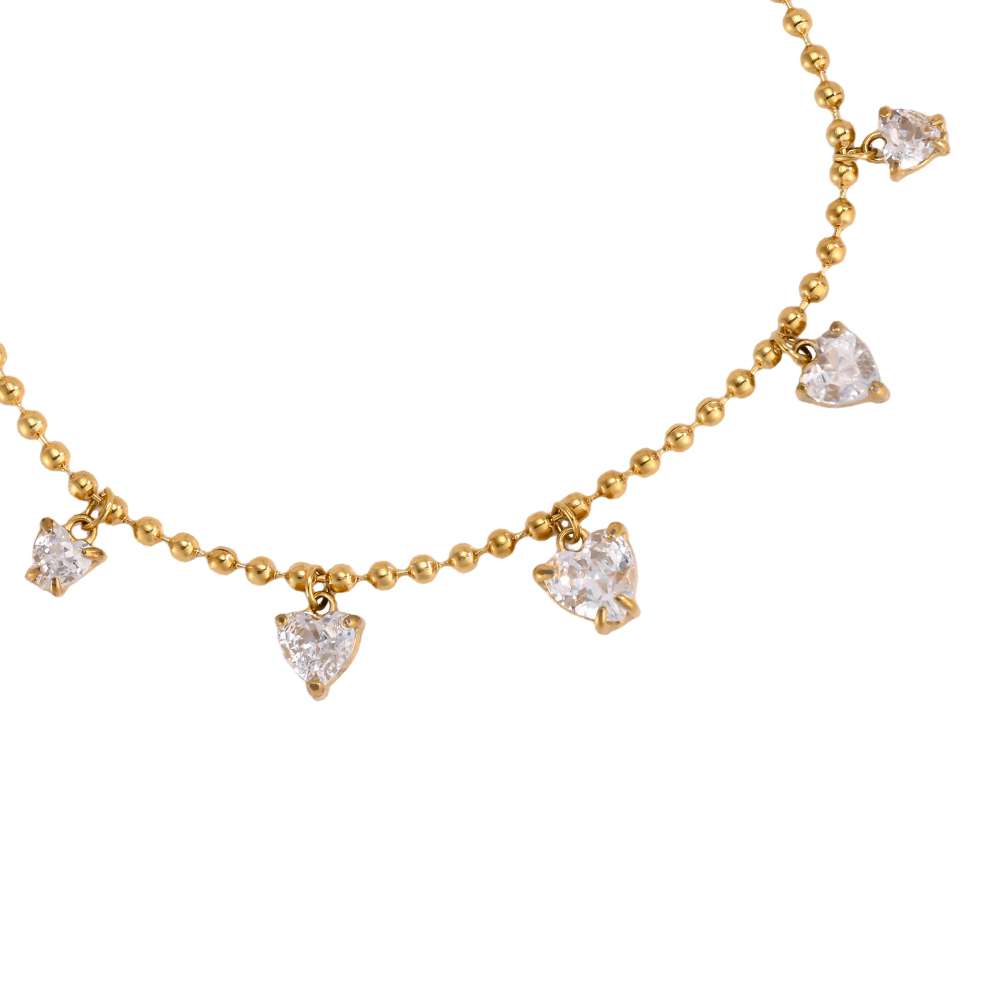 17cm stainless steel bracelet with a sparkling cubic zirconia heart