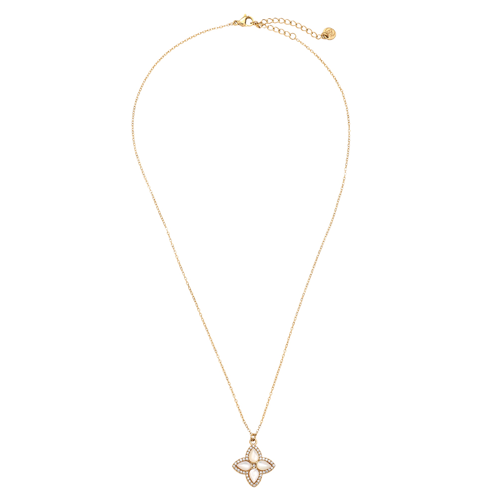 Stainless steel necklace 40cm Nice Diamond Luckly Flower