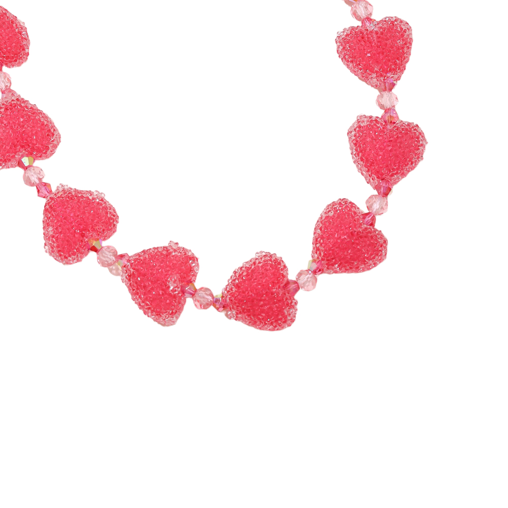 Stainless steel necklace 38cm Acrylic Pink Heart Chain