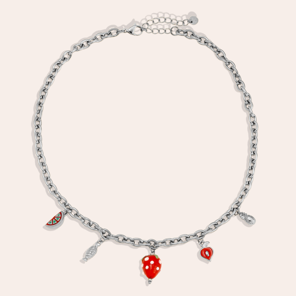 Stainless steel necklace 42cm Strawberry Heart