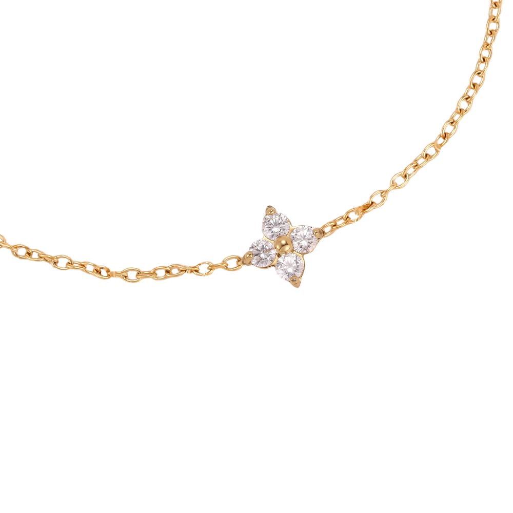 17cm stainless steel bracelet with elegant cubic zirconia shamrock 
