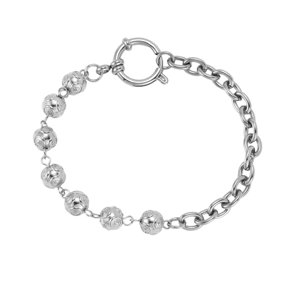 19cm stainless steel bracelet with uniquely designed beads