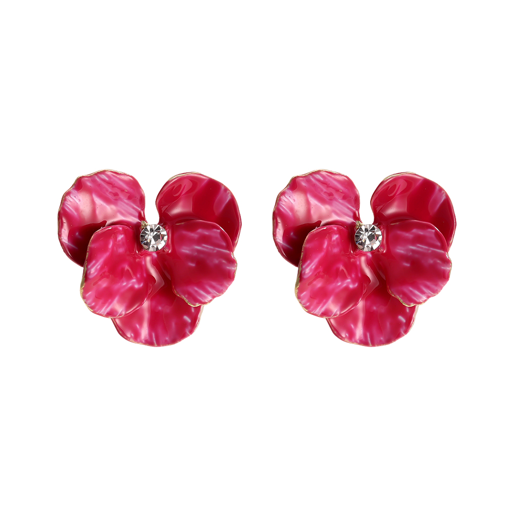 Stainless steel earrings 25mm enamel iron flowers