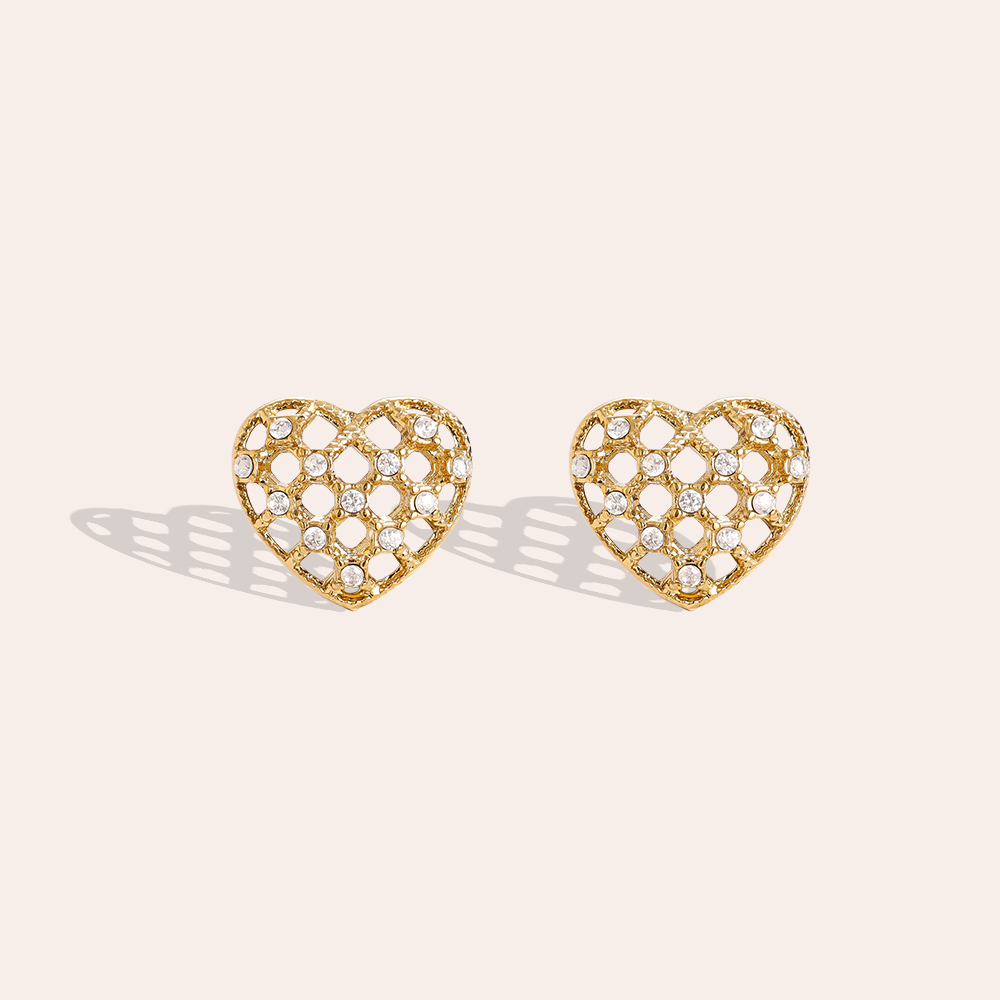 Stainless steel earrings 1.2cm Elegant Diamond Heart