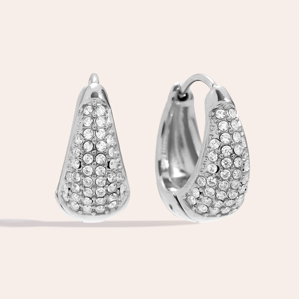 Stainless steel earrings 10mm Diamond Drop Hoop