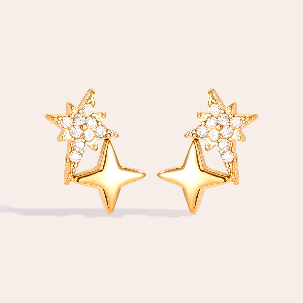 Stainless steel earrings 10mm Sparkling Diamond Star
