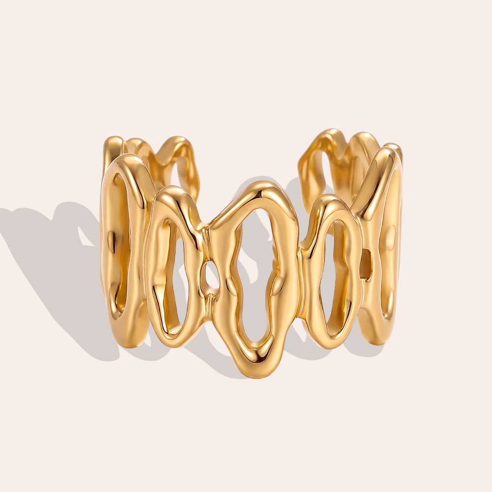 Stainless steel ring Adjustable irregularly shaped ellipses