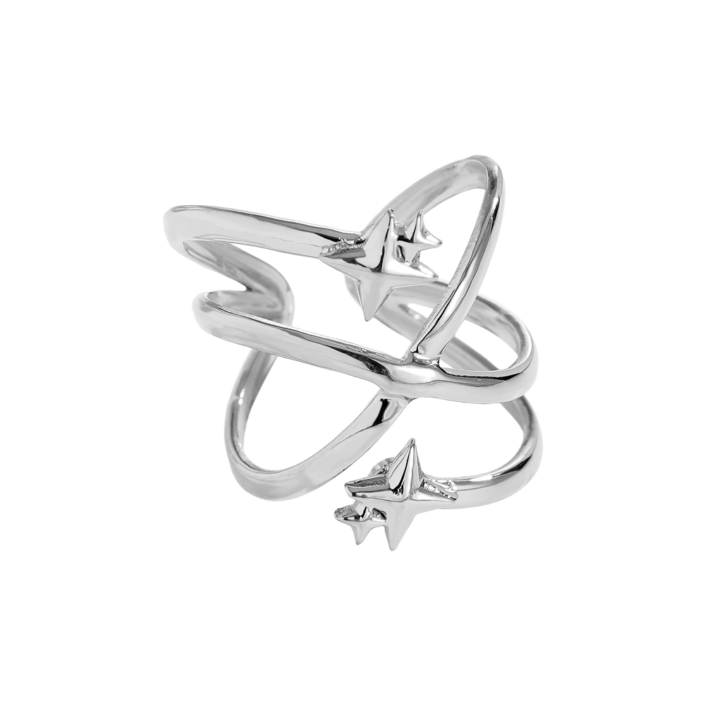 Adjustable stainless steel ring with multiple stars