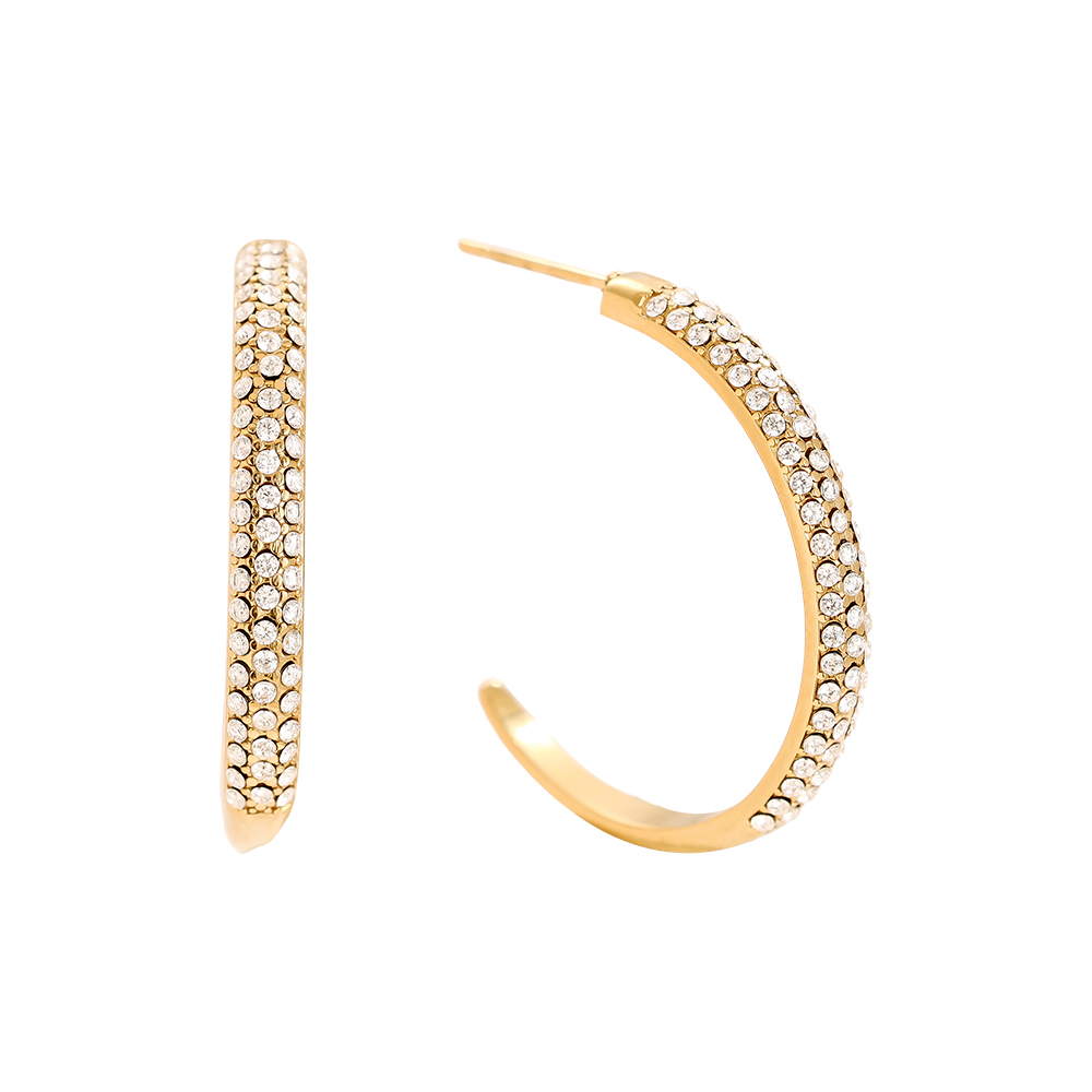 Stainless steel earrings 24mm Half Diamond Hoop