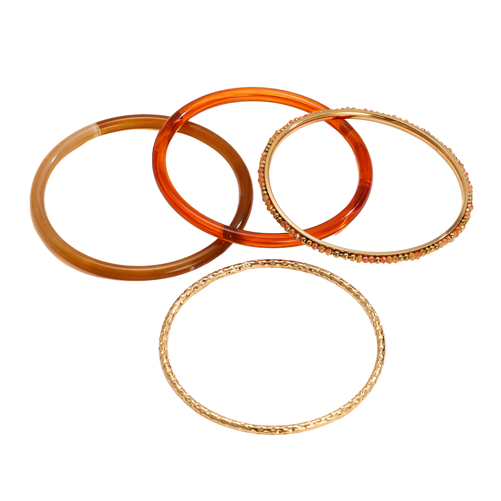 Stainless steel bangle set 6.5cm width 4 pieces acrylic 
