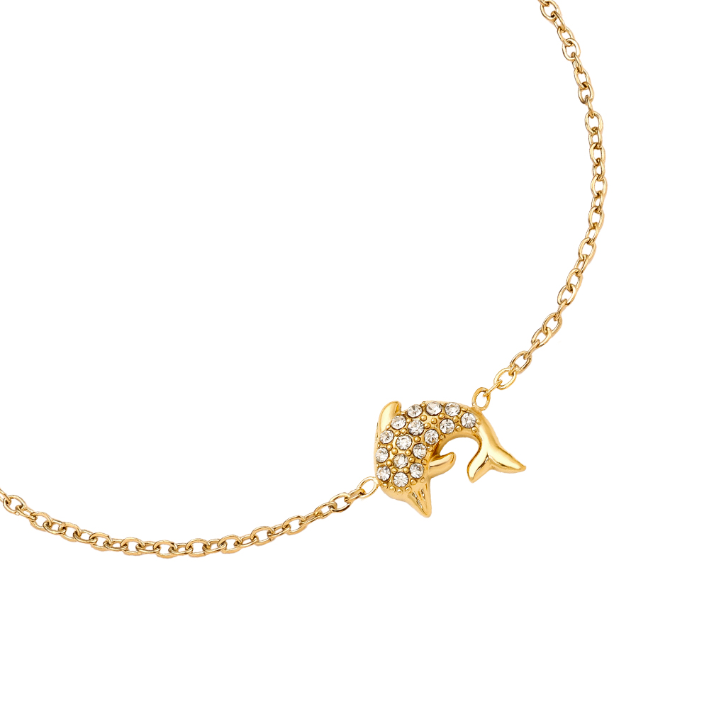 Stainless steel bracelet 17cm Diamond Dolphin