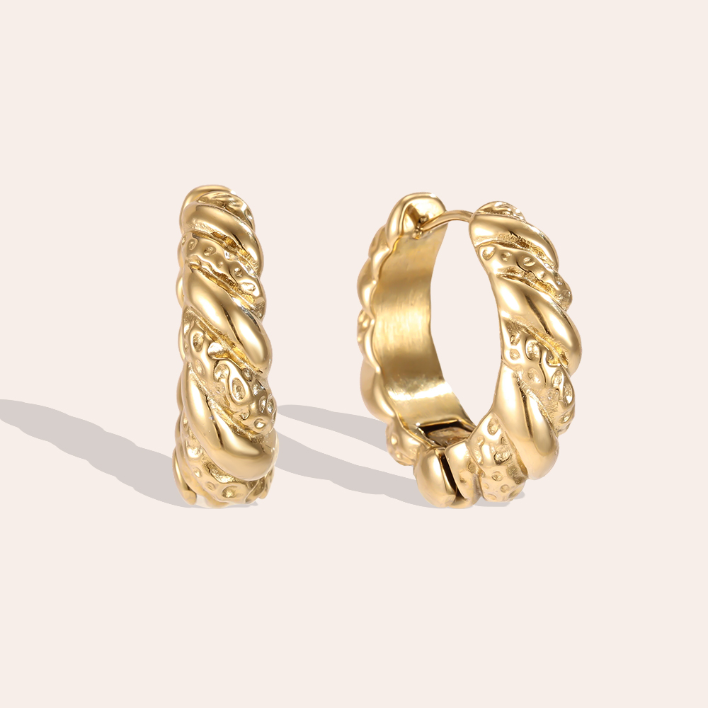 Stainless steel earrings, 25mm twisted hoop earrings