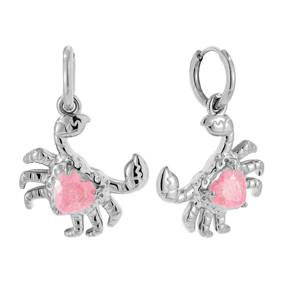 Stainless steel earrings 3.3cm Crab And Diamond