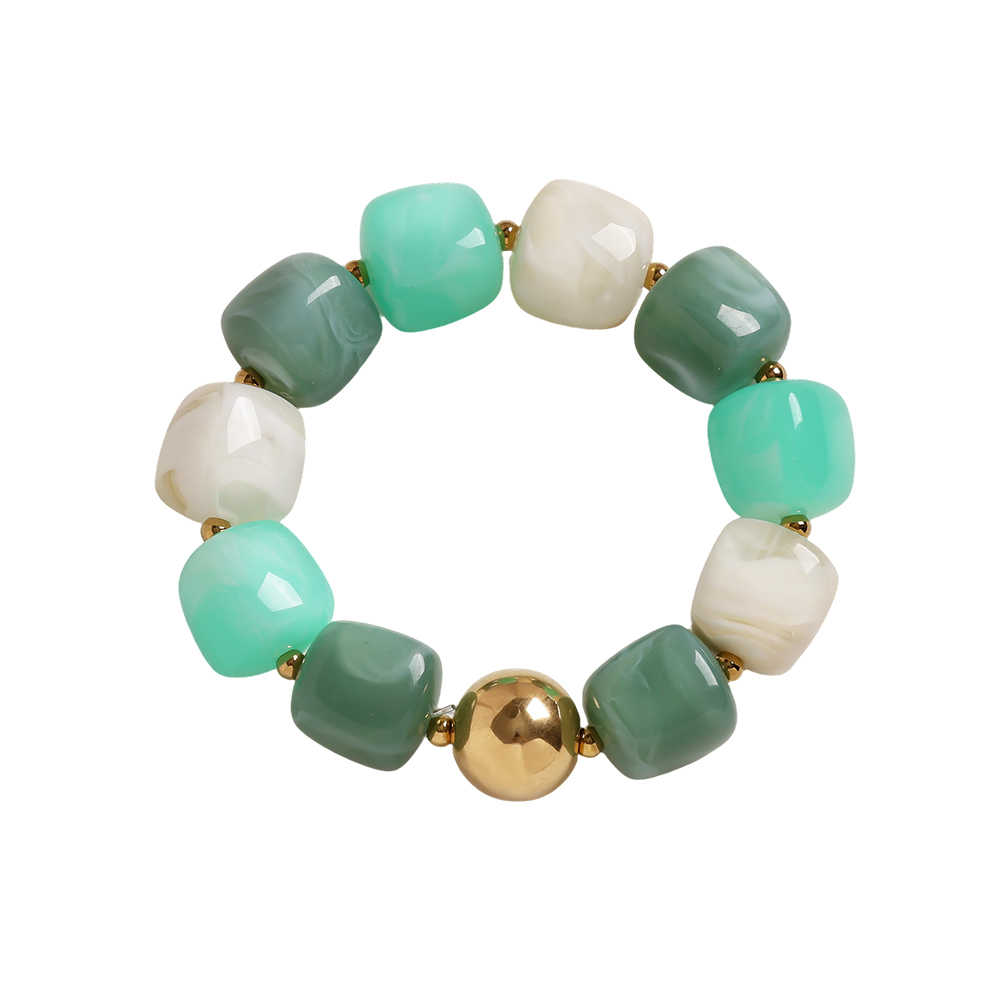 Stainless steel bracelet Adjustable resin square round shape