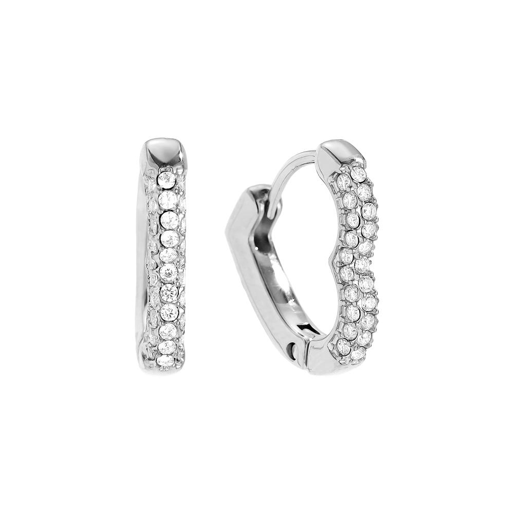 Stainless steel earrings 15mm Diamond Heart Hoop