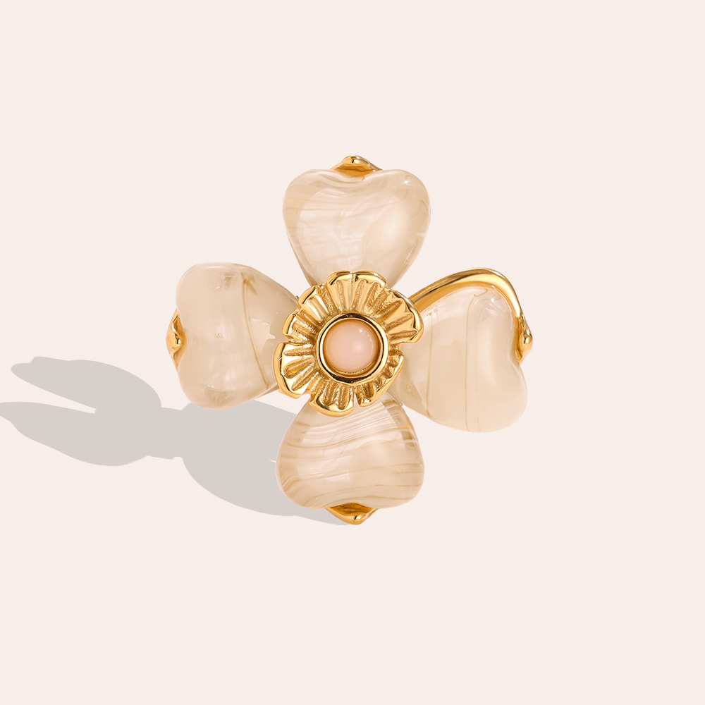 Stainless steel ring resin flower