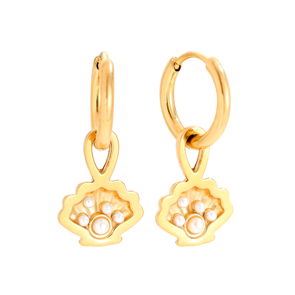 Stainless steel earrings 2.3cm Shell And Pearl
