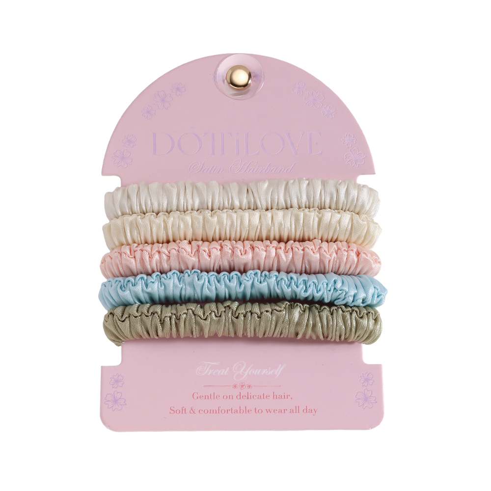 5 pcs. Pastel Satin Scrunchie Set 