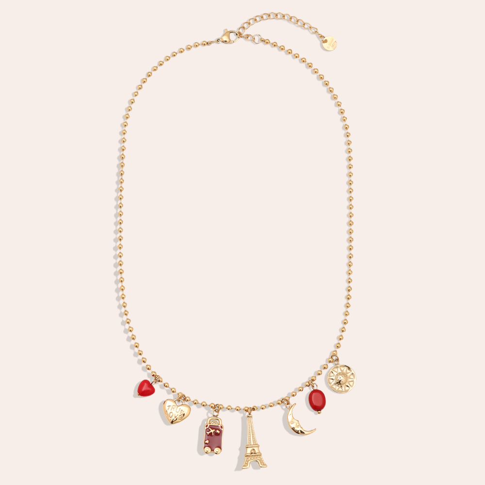 Stainless steel necklace 40cm Some Red Charms