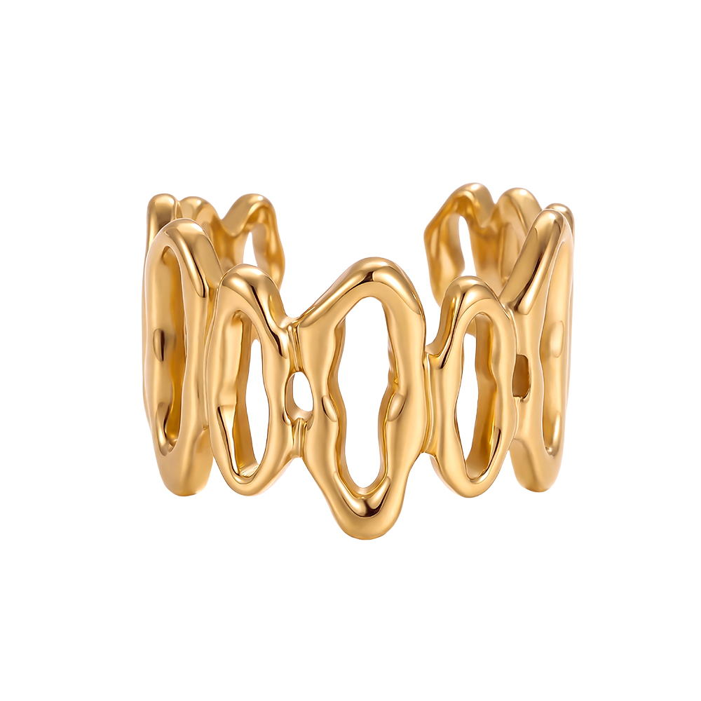 Stainless steel ring Adjustable irregularly shaped ellipses