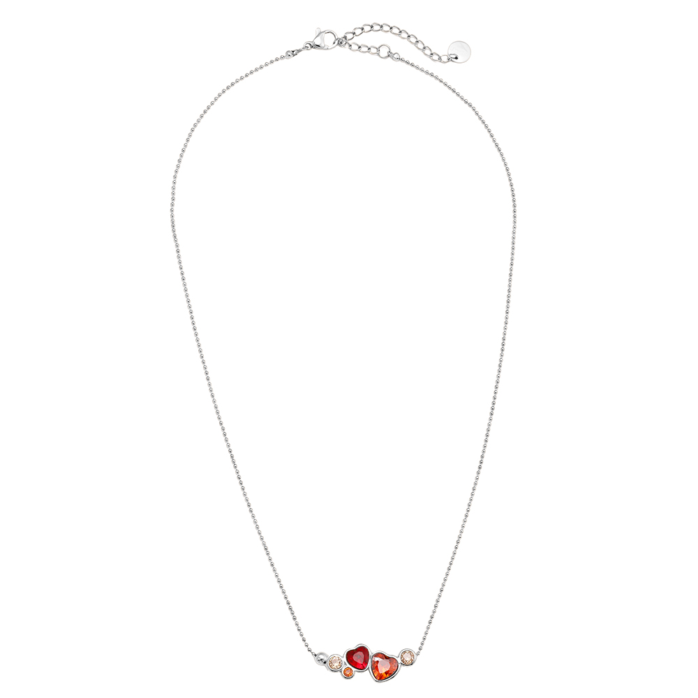 Stainless steel necklace 40cm Diamond Red Heart