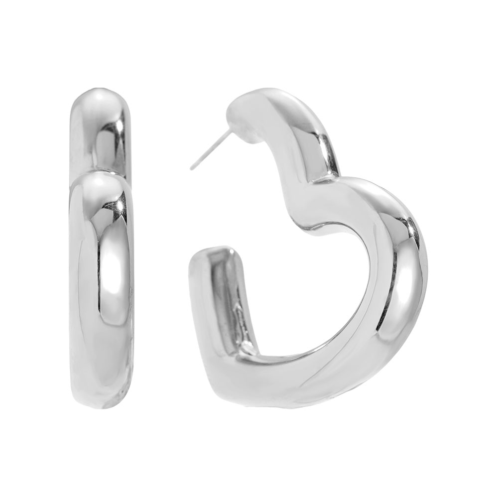 Stainless steel earrings 4cm Great Heart Hoop