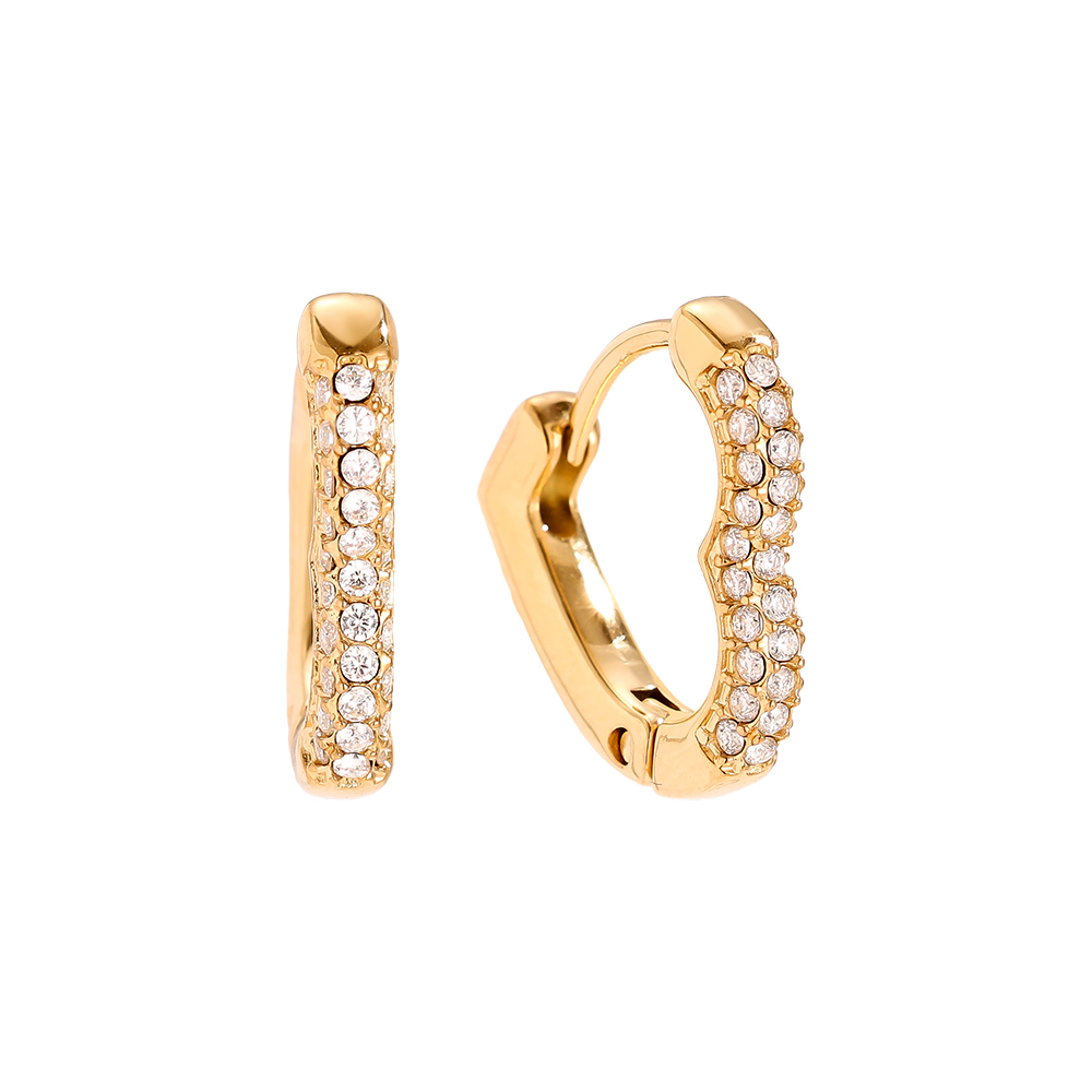 Stainless steel earrings 15mm Diamond Heart Hoop