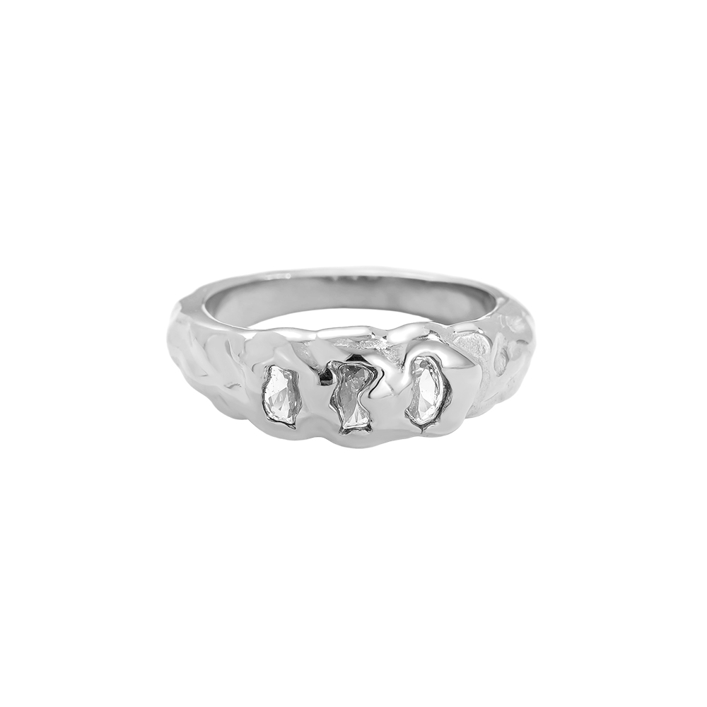 Stainless steel ring Three Diamonds