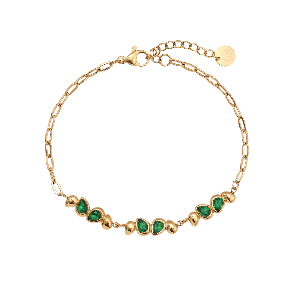 Stainless steel bracelet 17cm Nice Green Diamond