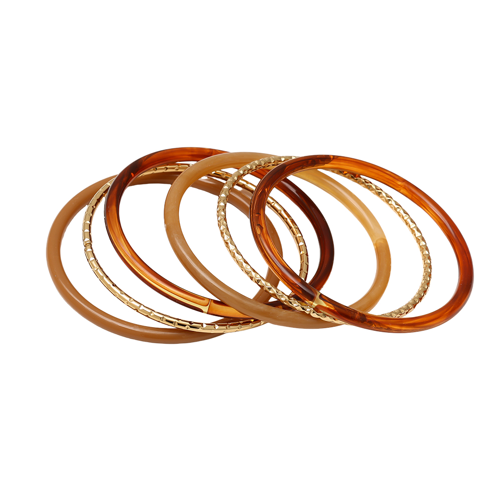 Stainless steel bangle set 6.5cm Width 6er Resin 