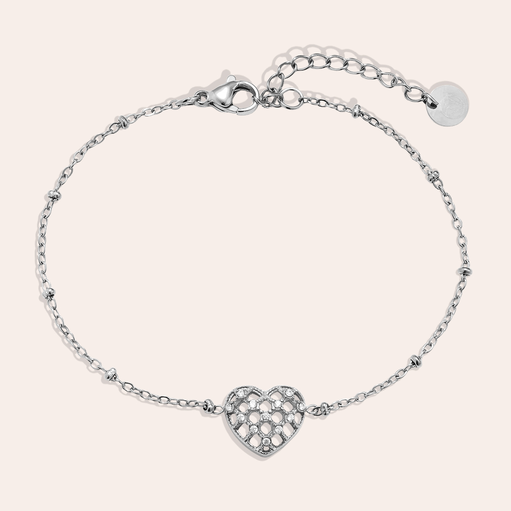 Stainless steel bracelet 17cm Pretty Diamond Heart