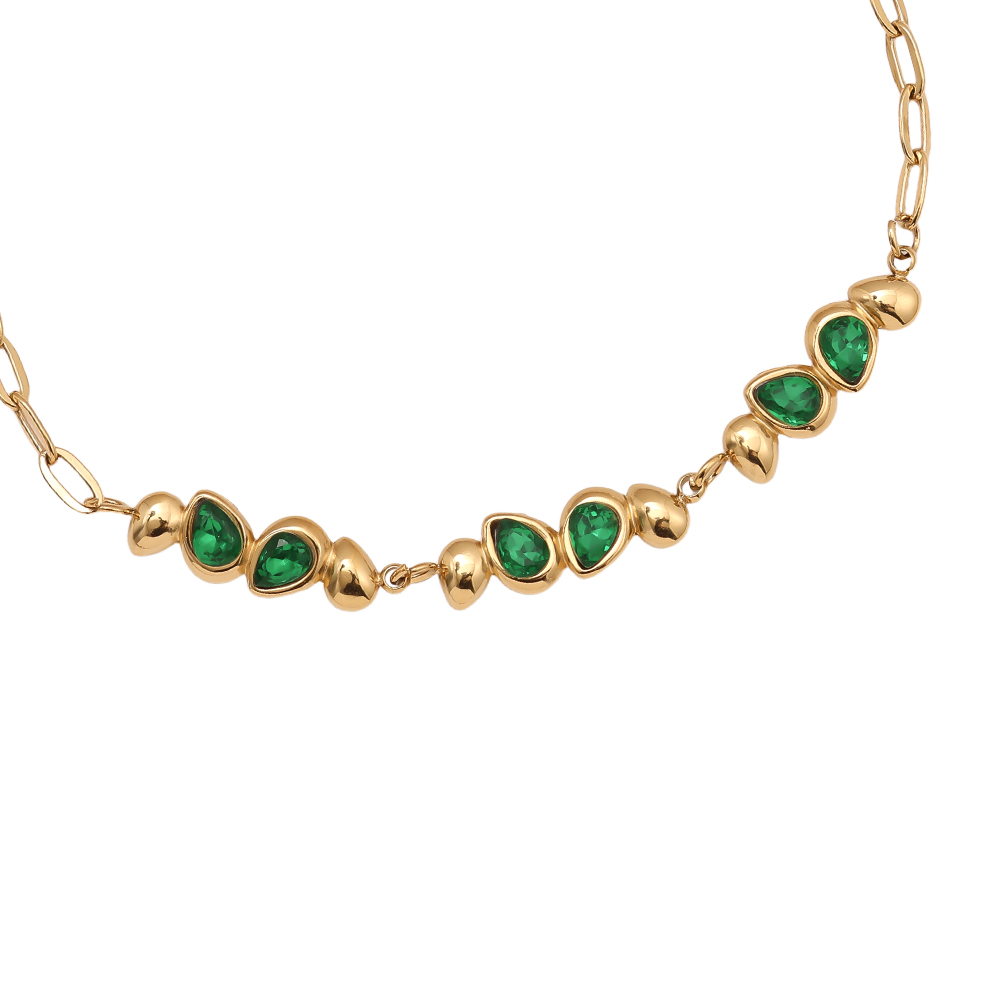 Stainless steel bracelet 17cm Nice Green Diamond