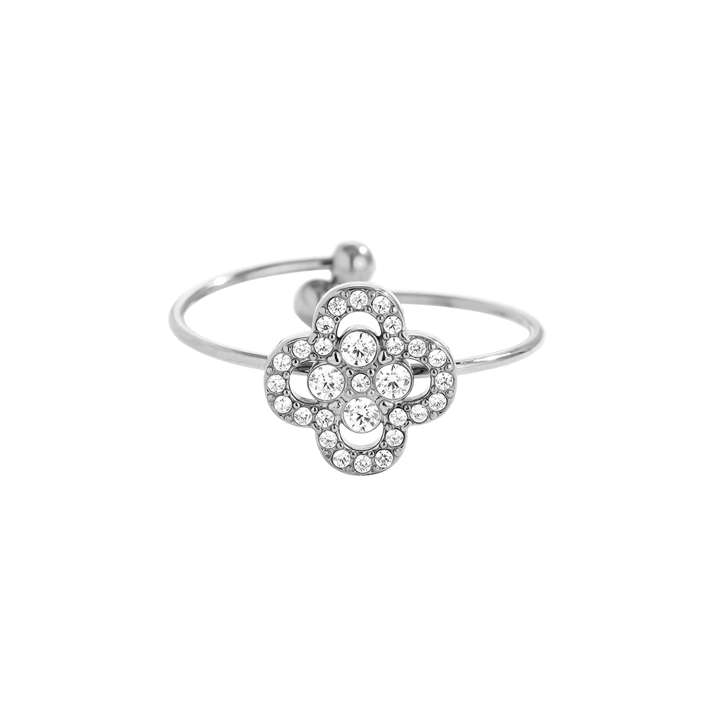 Stainless steel ring Diamond Lucky Flower