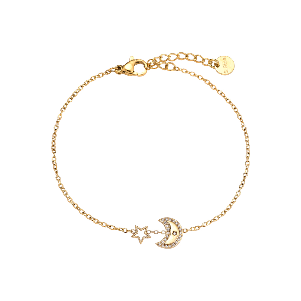 Stainless steel bracelet 17cm Diamond Moon And Star